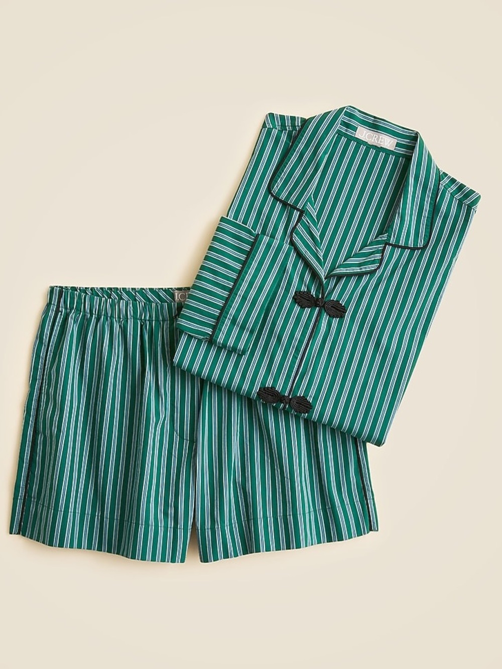 J.Crew Cotton poplin pajama short set in stripe XXS